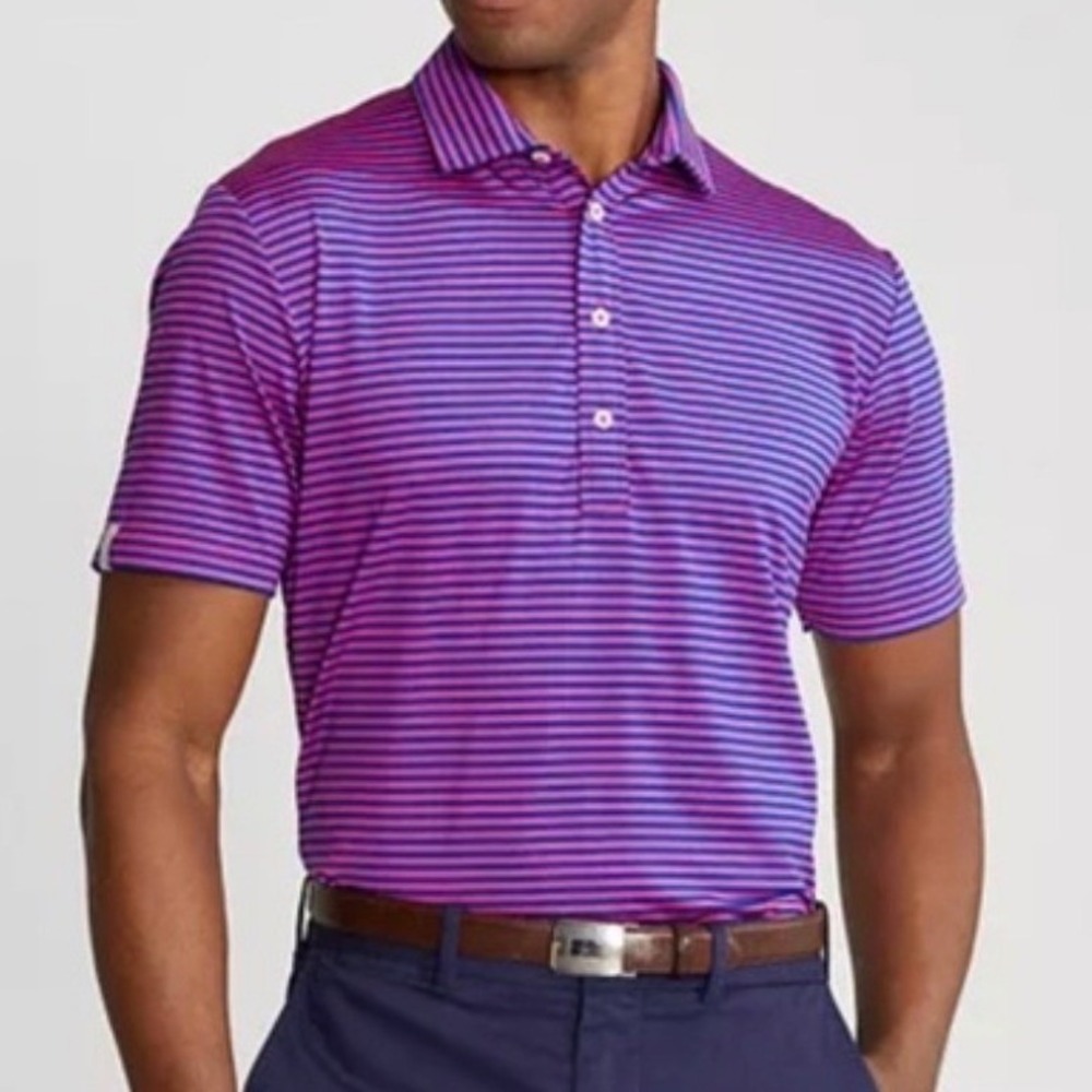 RLX Ralph Lauren | Mens S | Purple Blue Striped Golf Polo Shirt | Short Sleeve